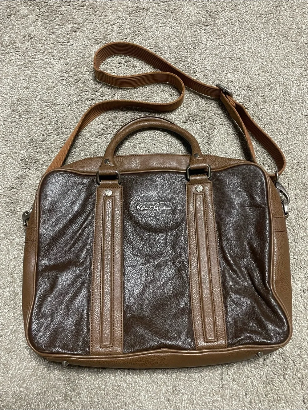 Robert Graham Two Tone Leather Laptop Briefcase